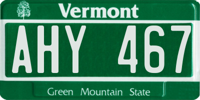 VT license plate AHY467