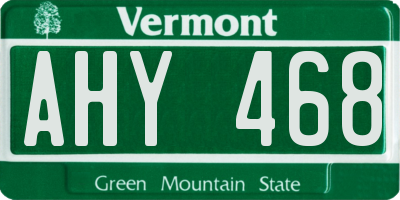VT license plate AHY468