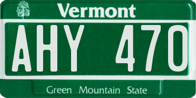 VT license plate AHY470