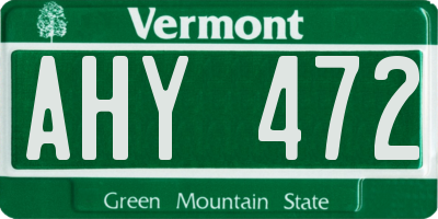 VT license plate AHY472