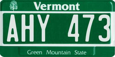 VT license plate AHY473