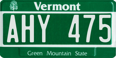 VT license plate AHY475