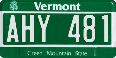 VT license plate AHY481