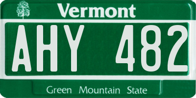 VT license plate AHY482