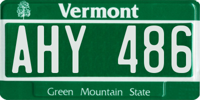 VT license plate AHY486