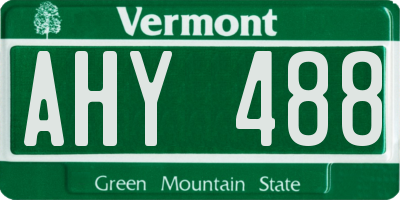 VT license plate AHY488