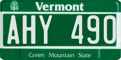 VT license plate AHY490