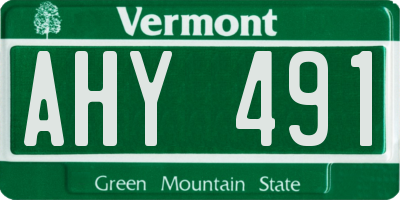 VT license plate AHY491