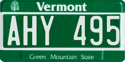 VT license plate AHY495