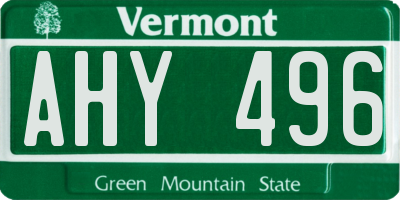 VT license plate AHY496