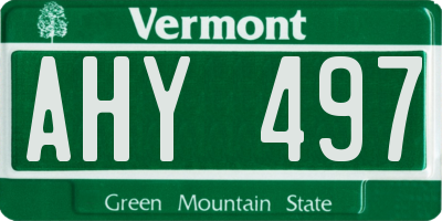 VT license plate AHY497