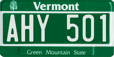 VT license plate AHY501