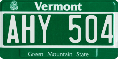 VT license plate AHY504