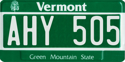 VT license plate AHY505