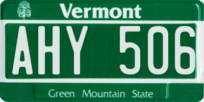 VT license plate AHY506