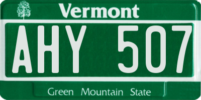 VT license plate AHY507