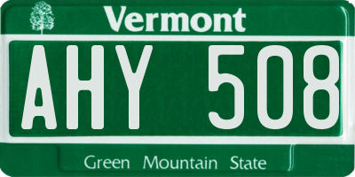 VT license plate AHY508