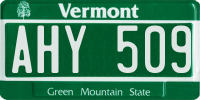 VT license plate AHY509