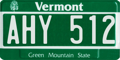 VT license plate AHY512