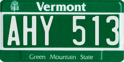 VT license plate AHY513