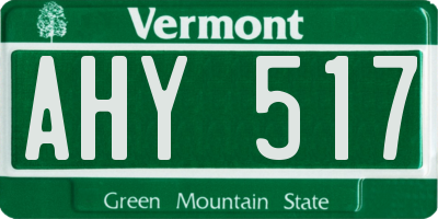 VT license plate AHY517