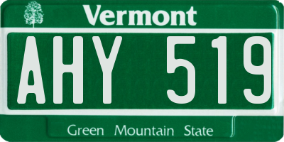 VT license plate AHY519