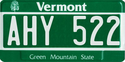 VT license plate AHY522