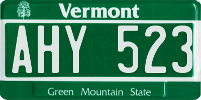 VT license plate AHY523