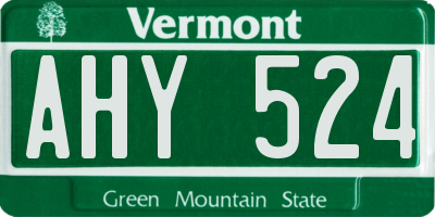 VT license plate AHY524