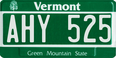 VT license plate AHY525