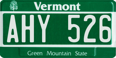 VT license plate AHY526