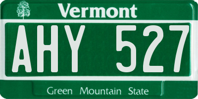 VT license plate AHY527