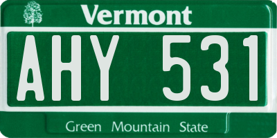VT license plate AHY531