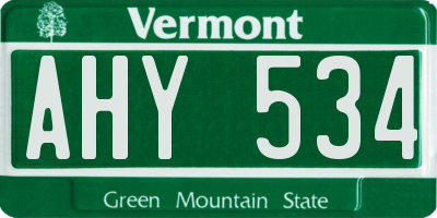 VT license plate AHY534