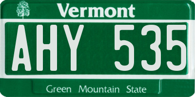 VT license plate AHY535