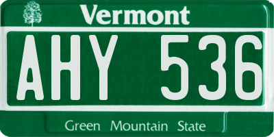 VT license plate AHY536