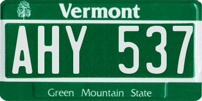 VT license plate AHY537