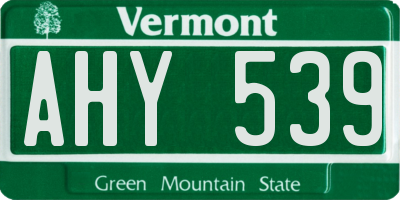 VT license plate AHY539