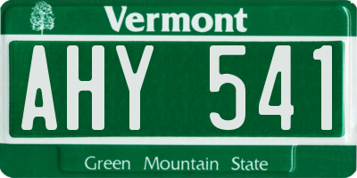 VT license plate AHY541