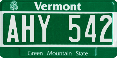VT license plate AHY542