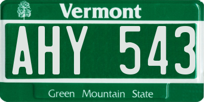 VT license plate AHY543