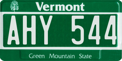 VT license plate AHY544