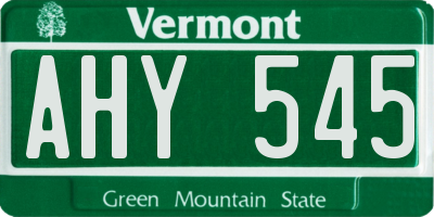 VT license plate AHY545
