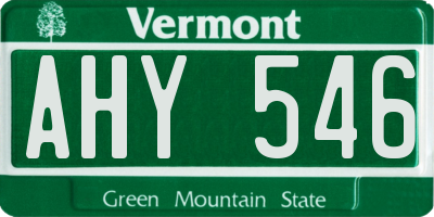 VT license plate AHY546