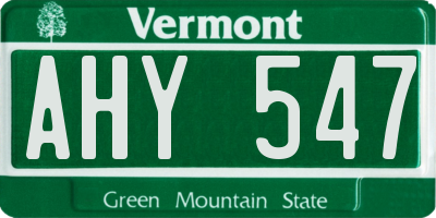 VT license plate AHY547