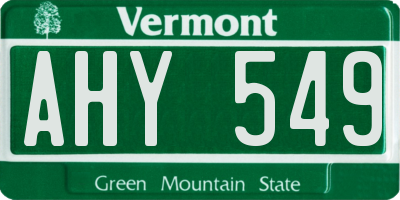 VT license plate AHY549