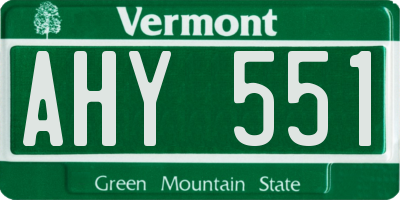 VT license plate AHY551