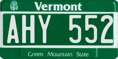 VT license plate AHY552
