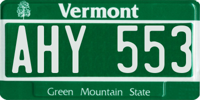 VT license plate AHY553