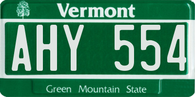VT license plate AHY554